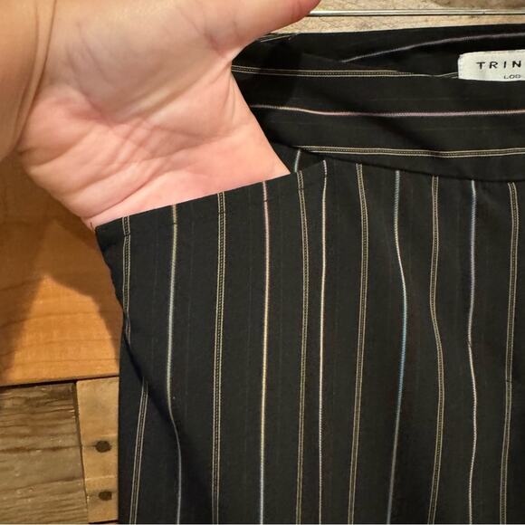 Trina Turk Y2K Pinstripe Low Rise Bootcut Trouser 0 Black Officecore Preppy 2000 - Picture 5 of 13